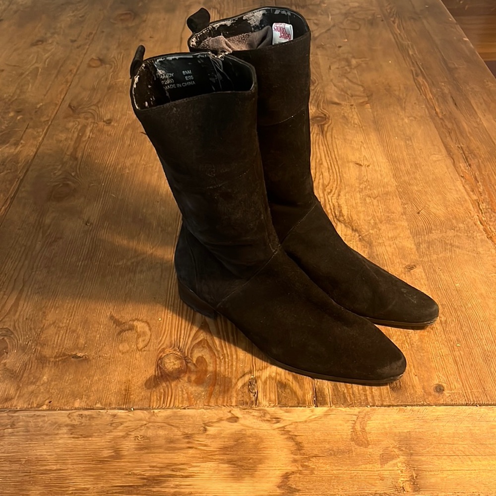 Vintage Calvin Klein Zip up Suede  Flat boots